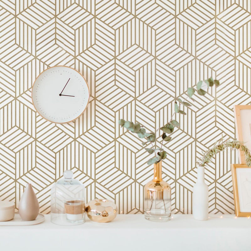 WENMER 17.71 Inch x 197 Inch Geometric Hexagon Wallpaper Peel and Stick Removable Self Adhesive Vinyl Film for Home Use - Image 5